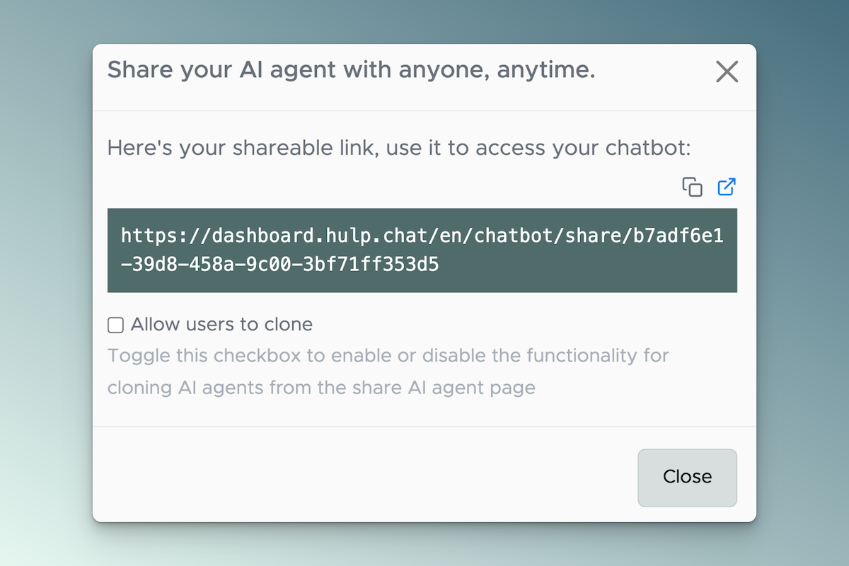 shareable link for your chatbot