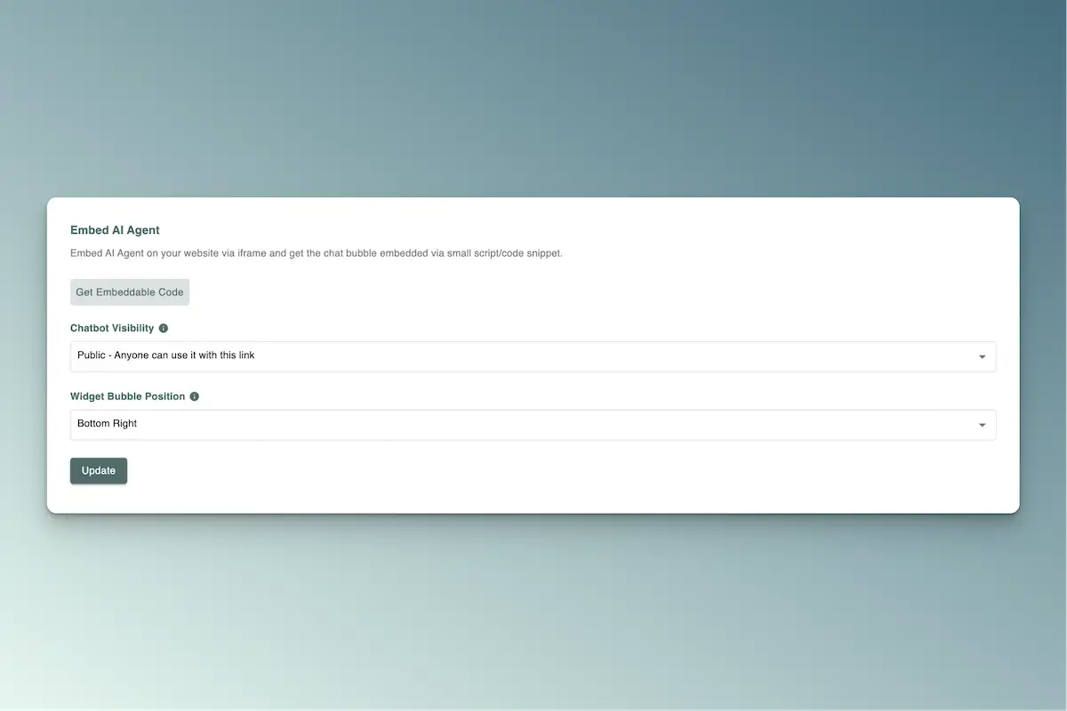 embed ai chatbot settings