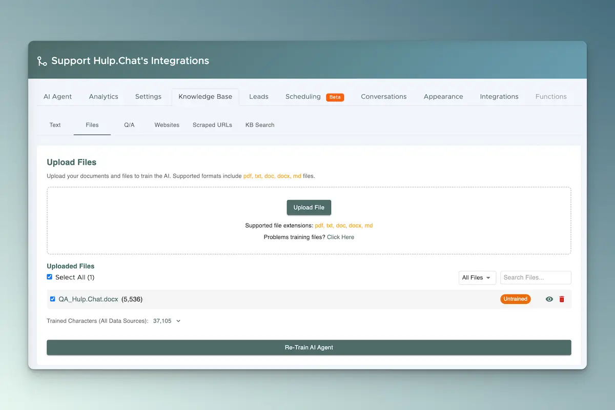 upload documents to your chatbot