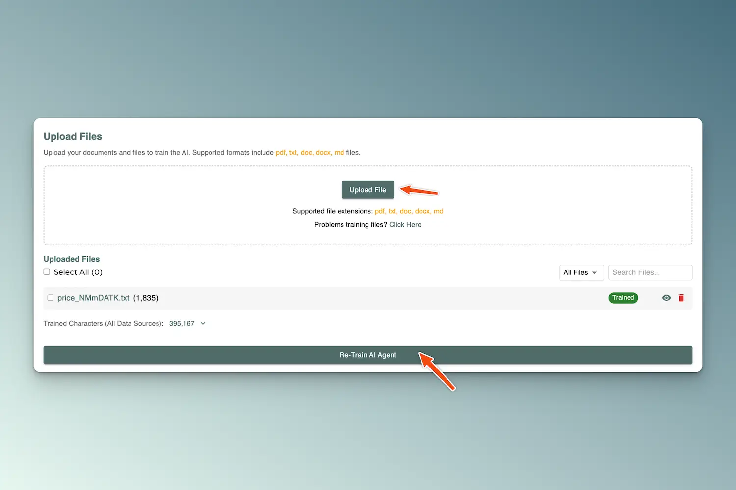 Documenten Uploaden in hulp.chat dashboard