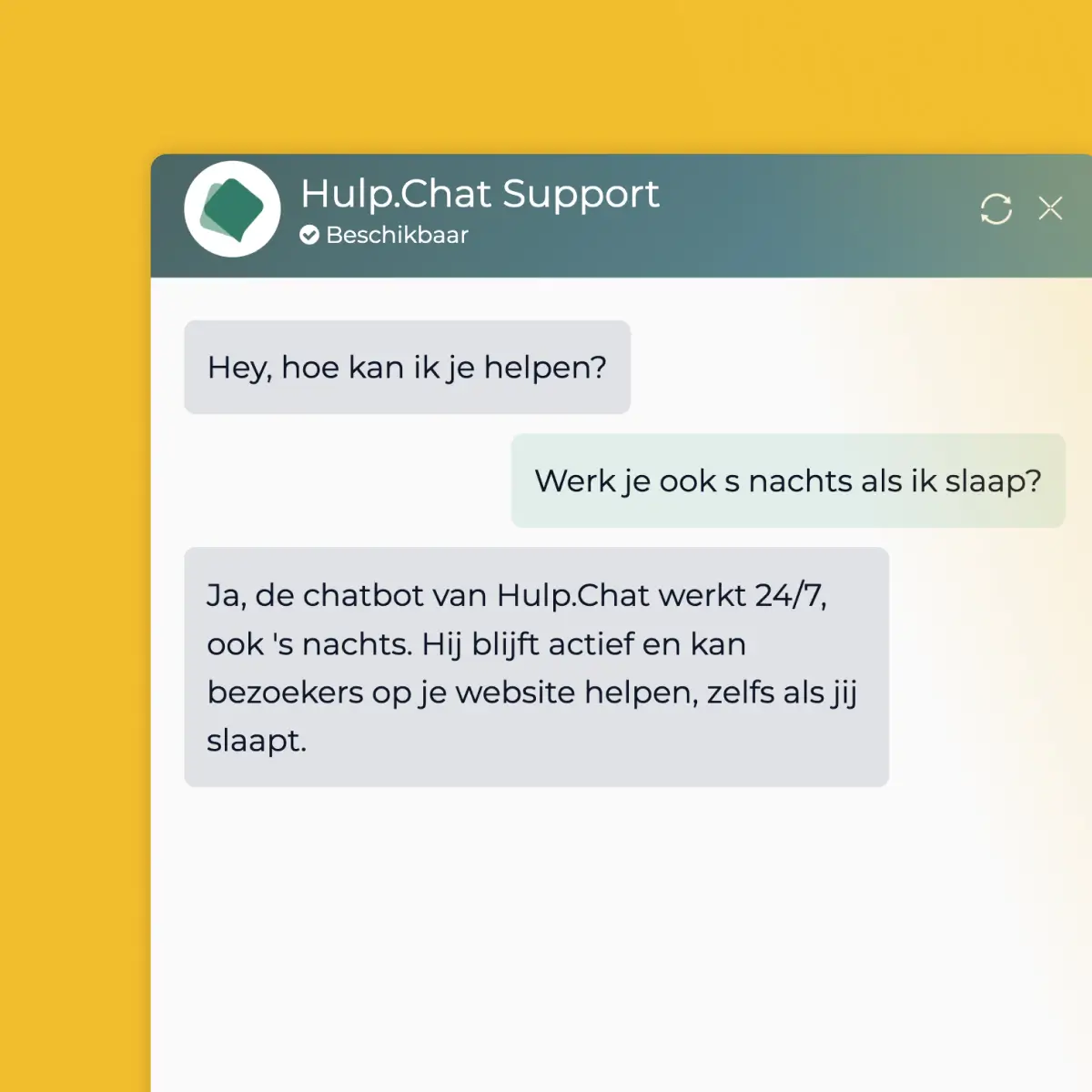 altijd bereikbaar chat voorbeeld