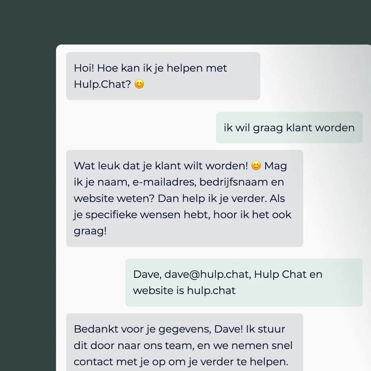 capture leads chat voorbeeld